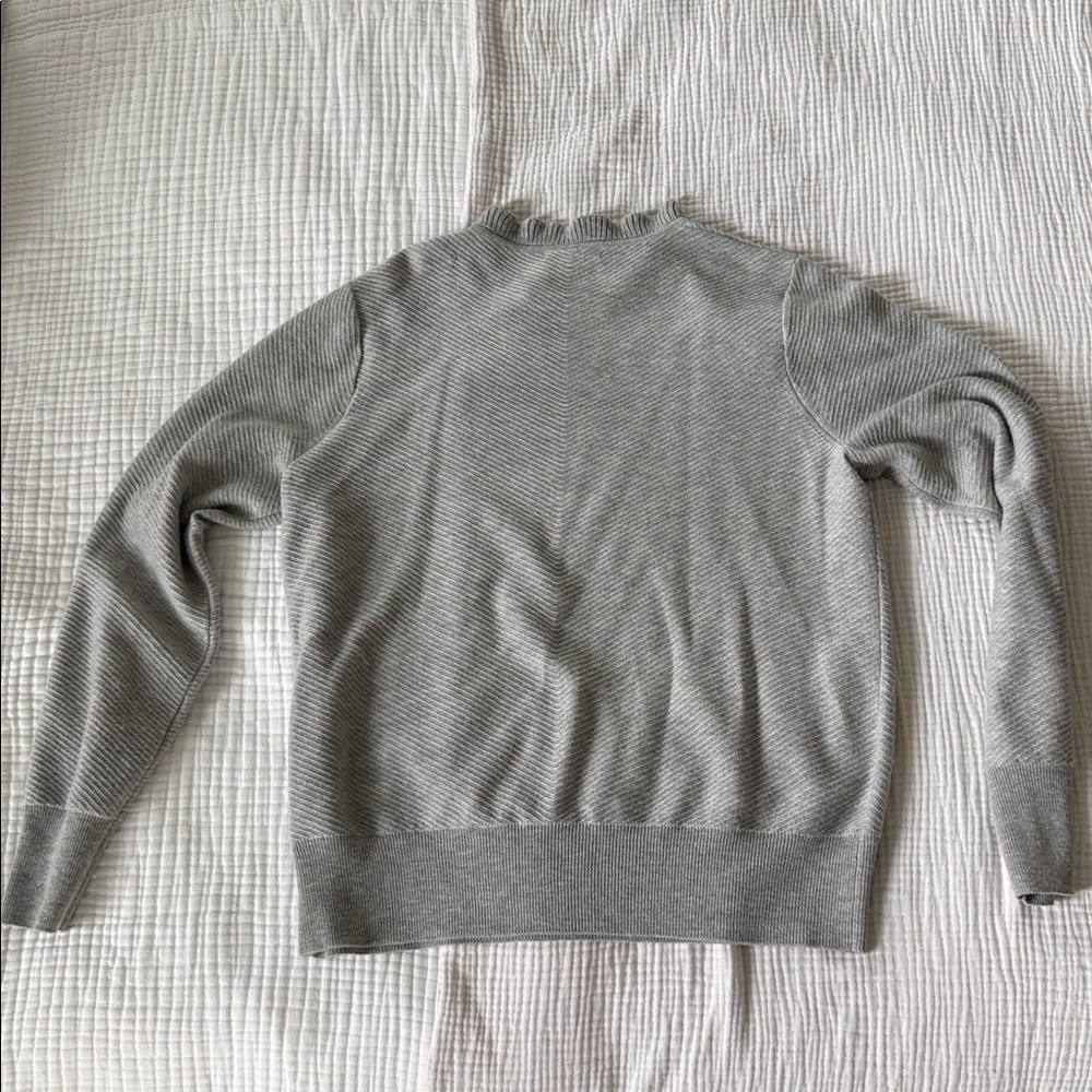 J Crew Gray Ruffleneck Sweater - Picture 2 of 6